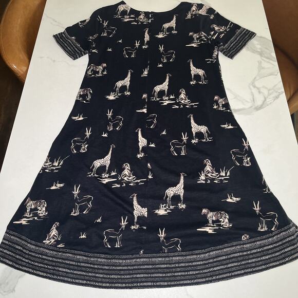 Fat Face Black Zebra Giraffe Tiger Safari Jersey Easy Wear Dress US 6 EU 39 EUC - Picture 10 of 12